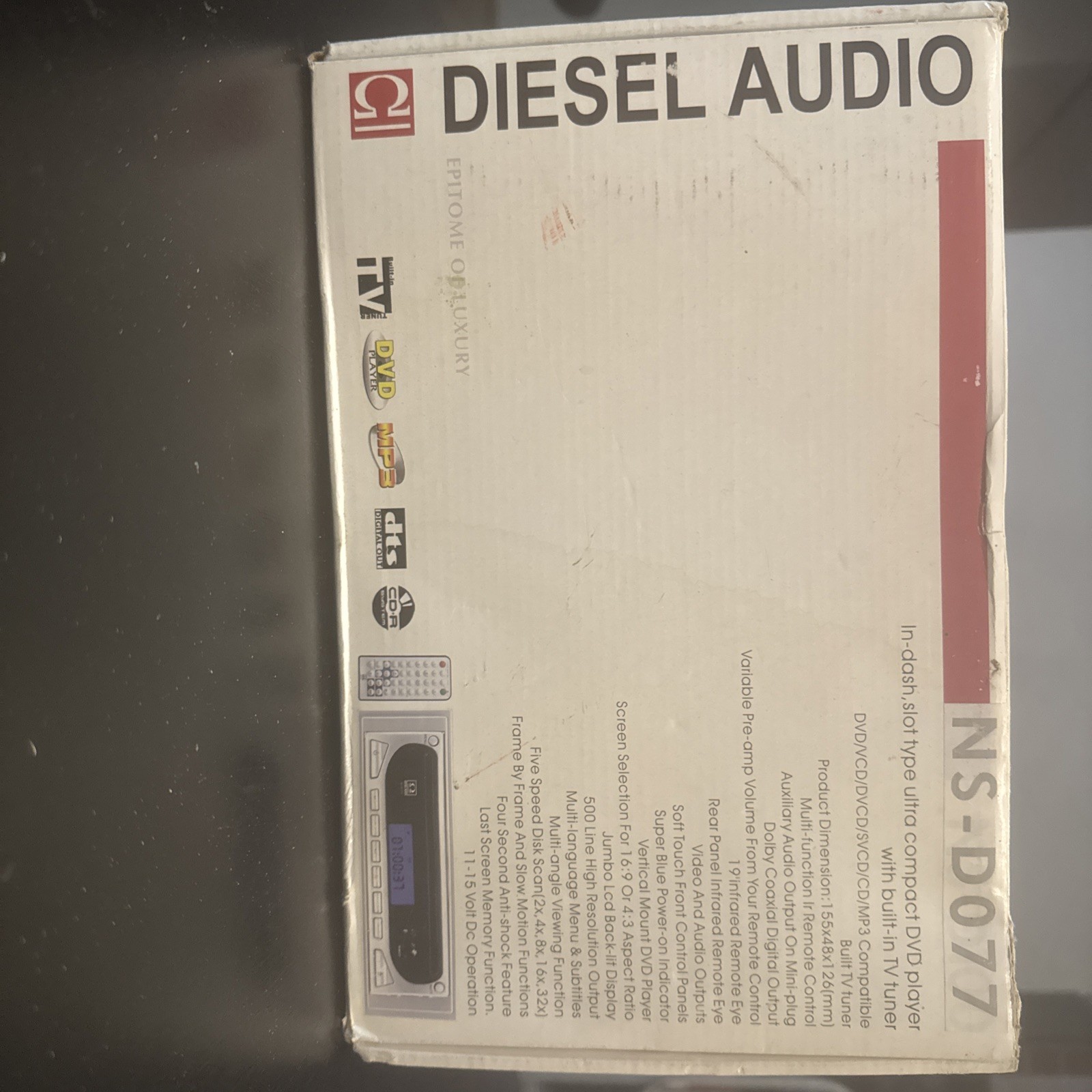 Diesel Audio NS-D077 In-Dash DVD/CD/MP3 Player w/Front Panel AV Input and Tuner