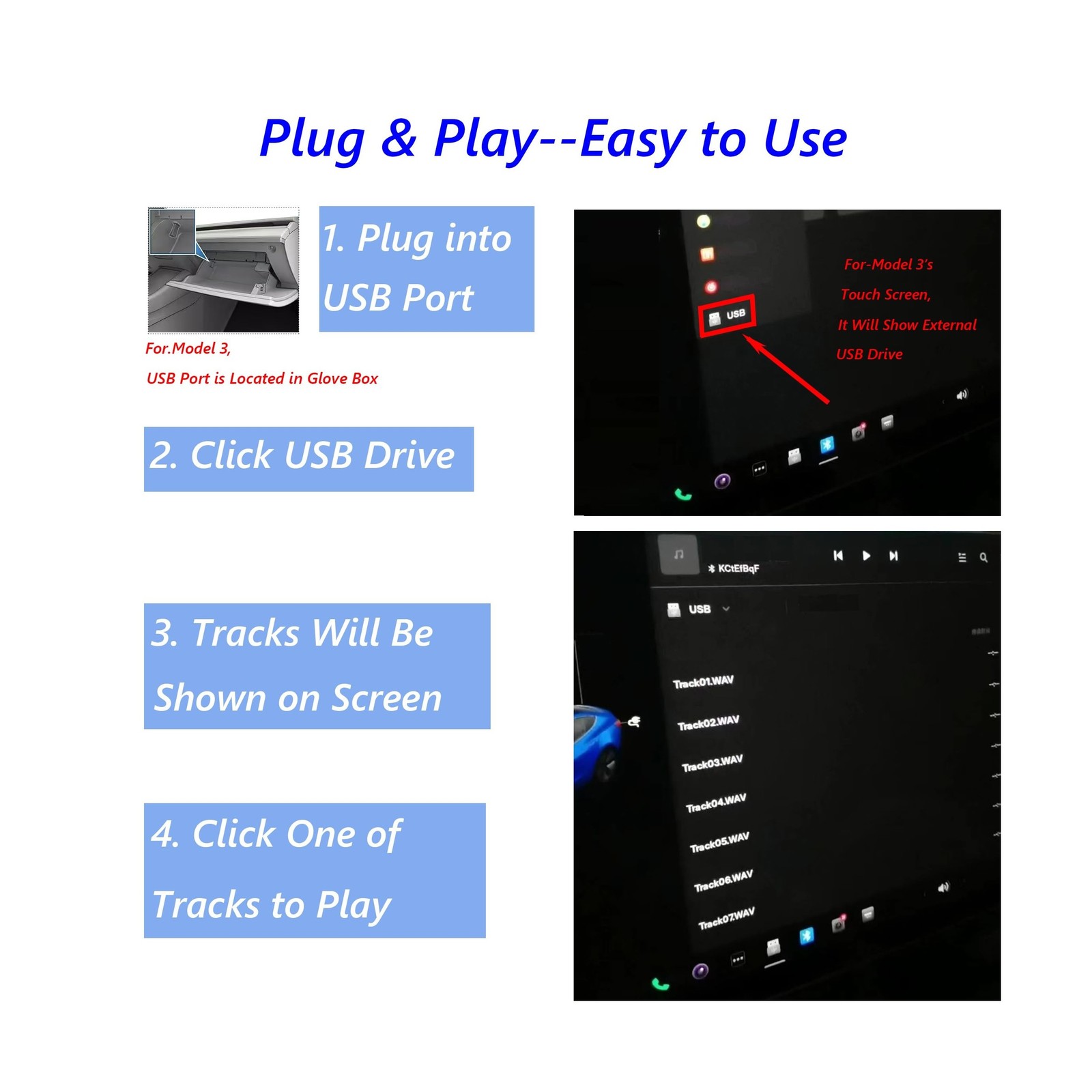 CD DVD Player for Car with USB Port and AUX Port – Plug and Play for CarPlay