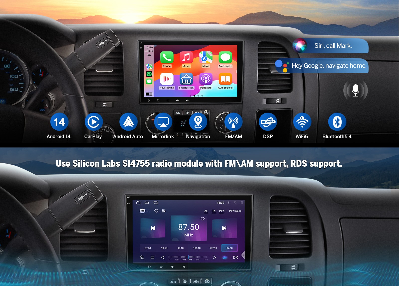 For GMC Yukon Chevy Silverado Double DIN Android 10 8″ Car Stereo Radio GPS Navi