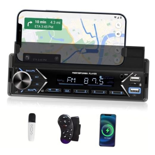 Single DIN Car Stereo Bluetooth Car Radio with FM/MP3/AUX Dual USB SWC P2