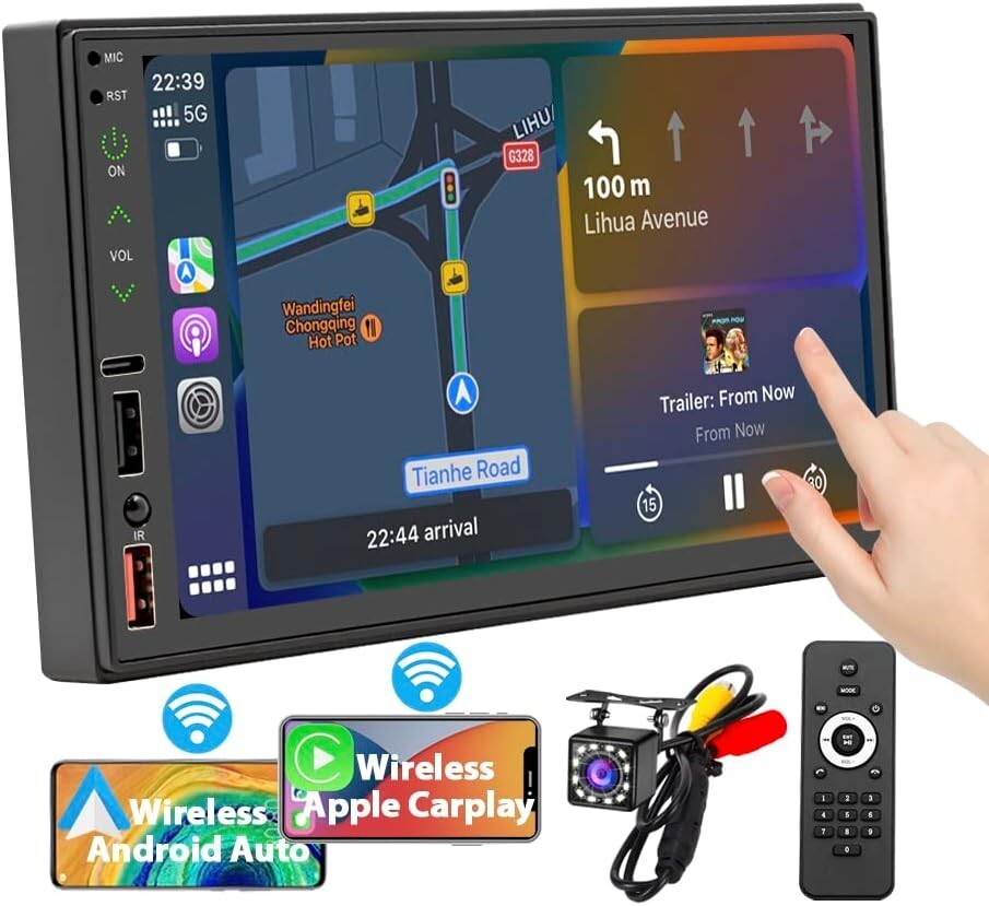 7″ Double Din Car Stereo Carplay Android Auto Play Touch Screen with remote