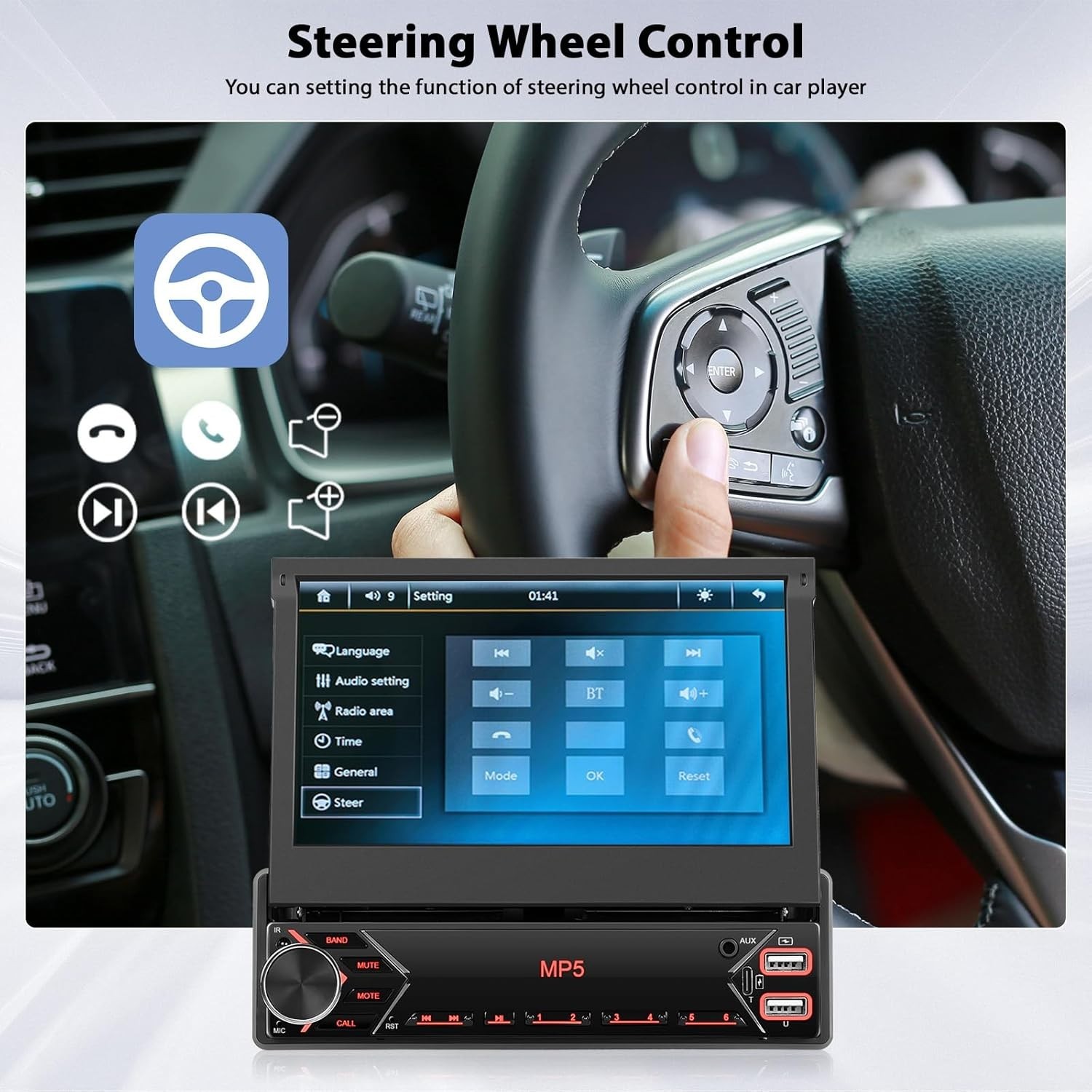 7” All-In-One Car Stereo: Bluetooth, Fast Charge & Video Playback Capabilities
