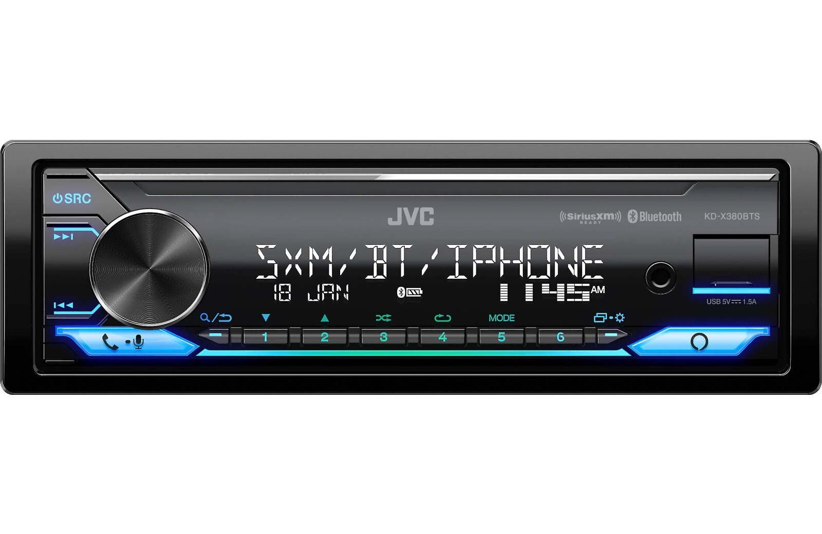 JVC KD-X380BTS Bluetooth Media Player Android iPhone Alexa XM AM FM USB Aux 4v