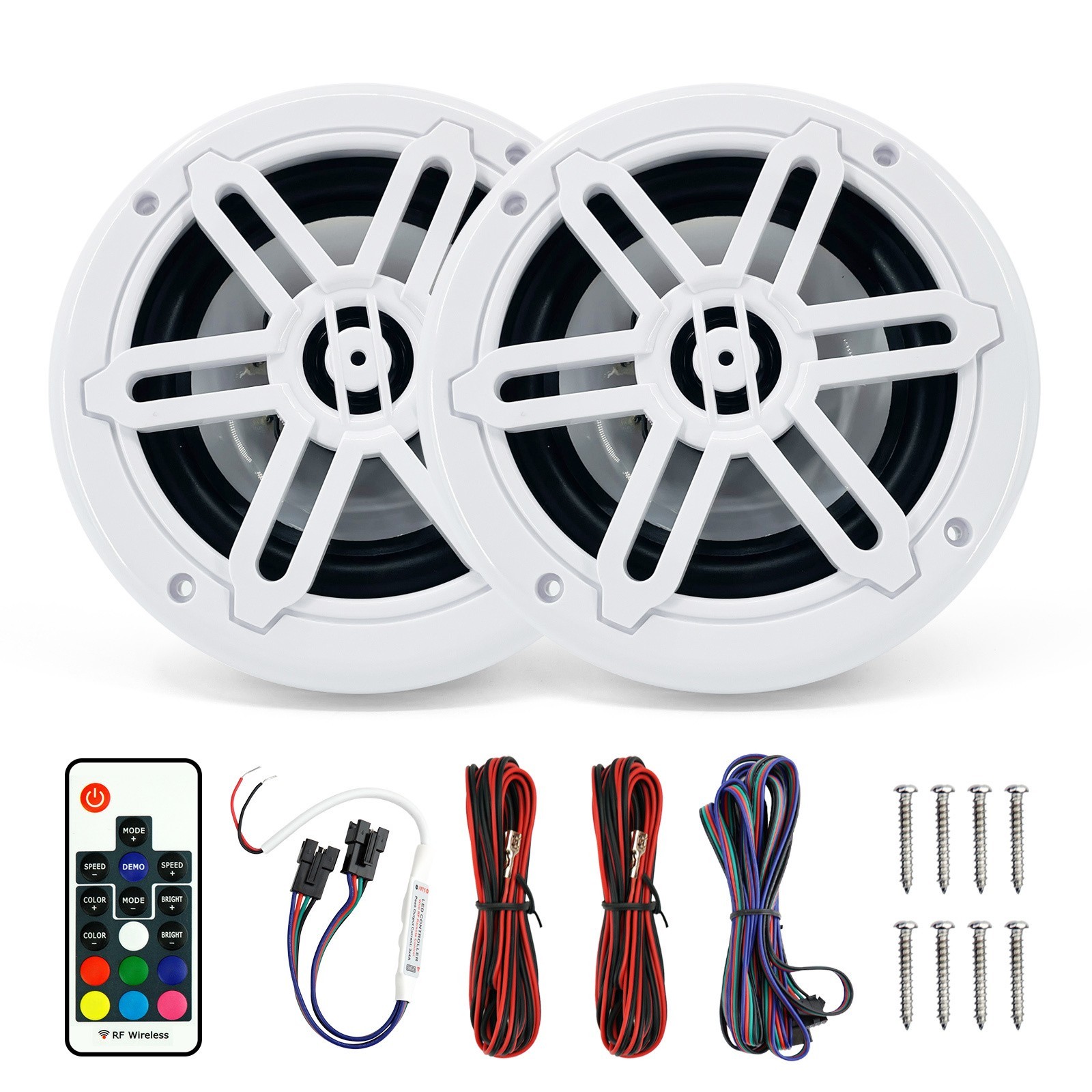 Marine Audio Package w/ Waterproof Bluetooth Stereo Receiver and Boat Speakers