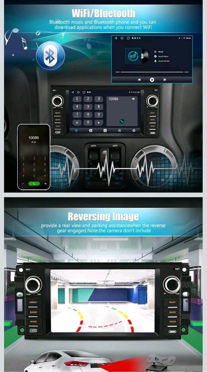 Android 13 Car Stereo 7″ Touch Screen 2+32GB for Jeep Dodge Chrysler RAM GPS BT