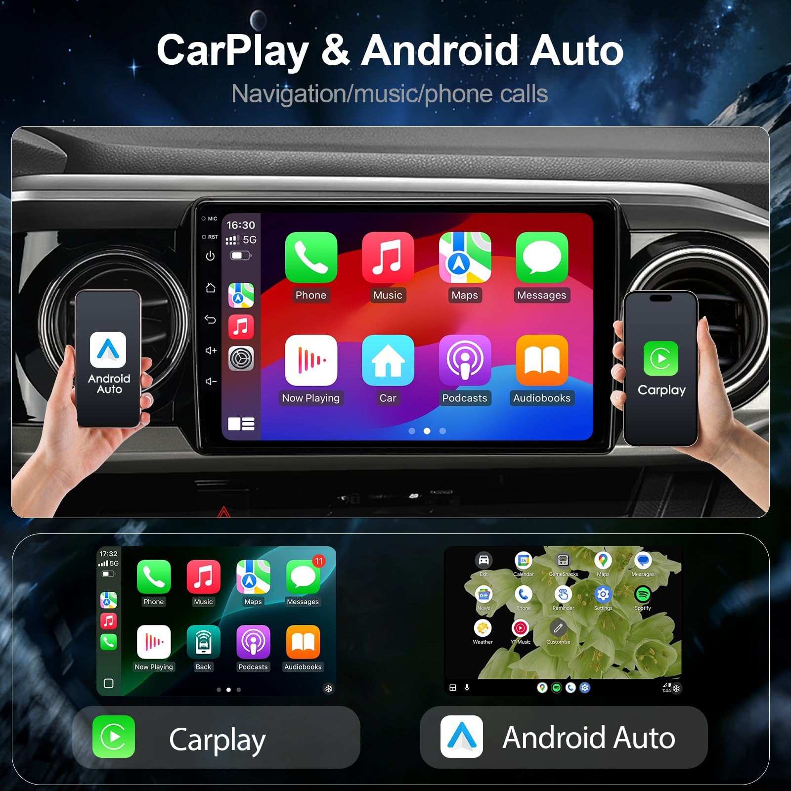 9″ Touchscreen Wireless Carplay Android Auto Stereo for 2016-2023 Toyota Tacoma