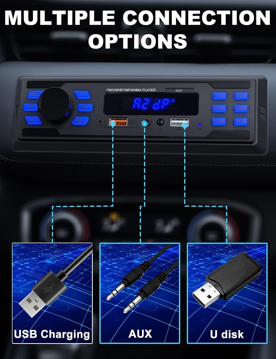 Advanced Single DIN Car Audio System: Bluetooth, USB Charging & Hands-Free