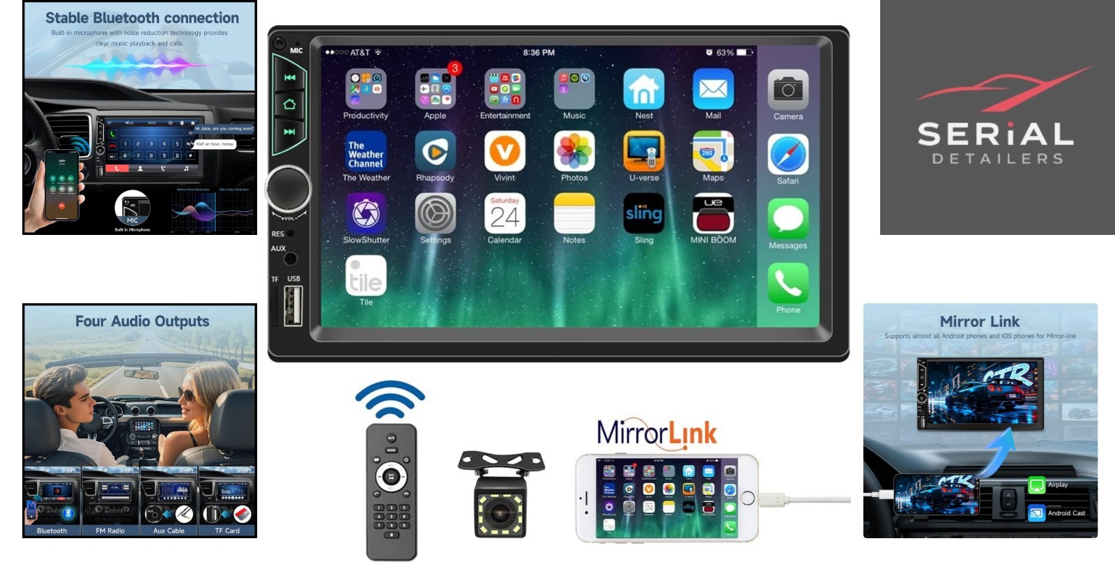 7-Inch Double Din Car Stereo with Backup Camera & Bluetooth 5.0 Technology