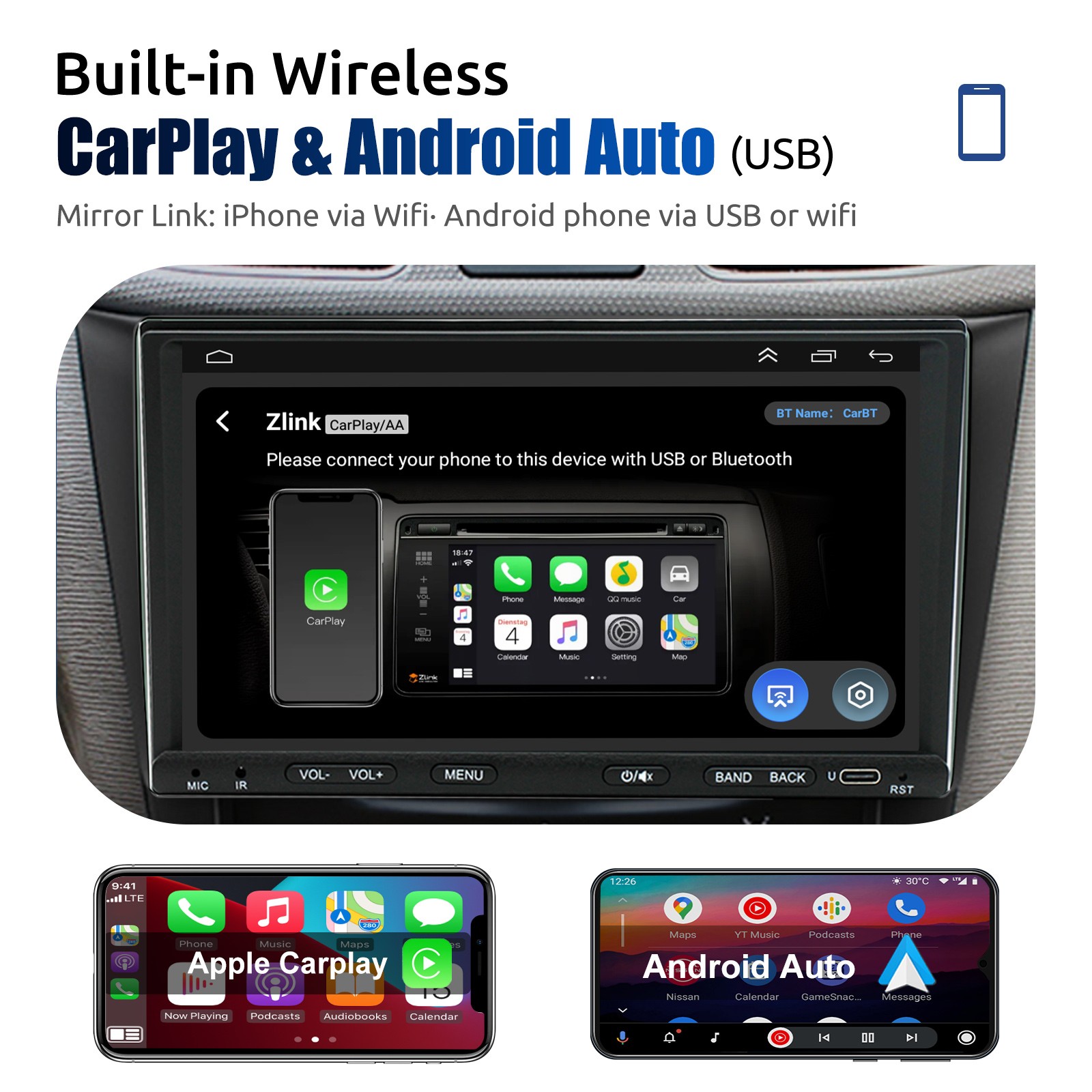 ESSGOO Bluetooth Car Stereo Radio Single 1 Din MP3 Player FM USB SD AUX RDS
