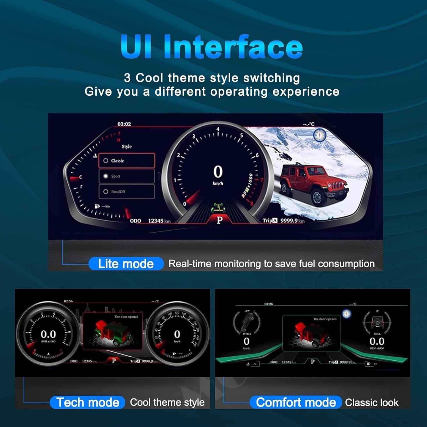 Car Dashboard LCD Digital Instrument Cluster For Jeep Wrangler Speedometer