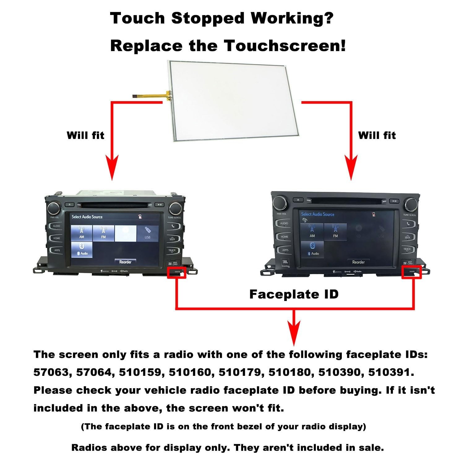 Navigation Touch Screen Digitizer Fit for Toyota Highlander Radio 2014-2019 8…