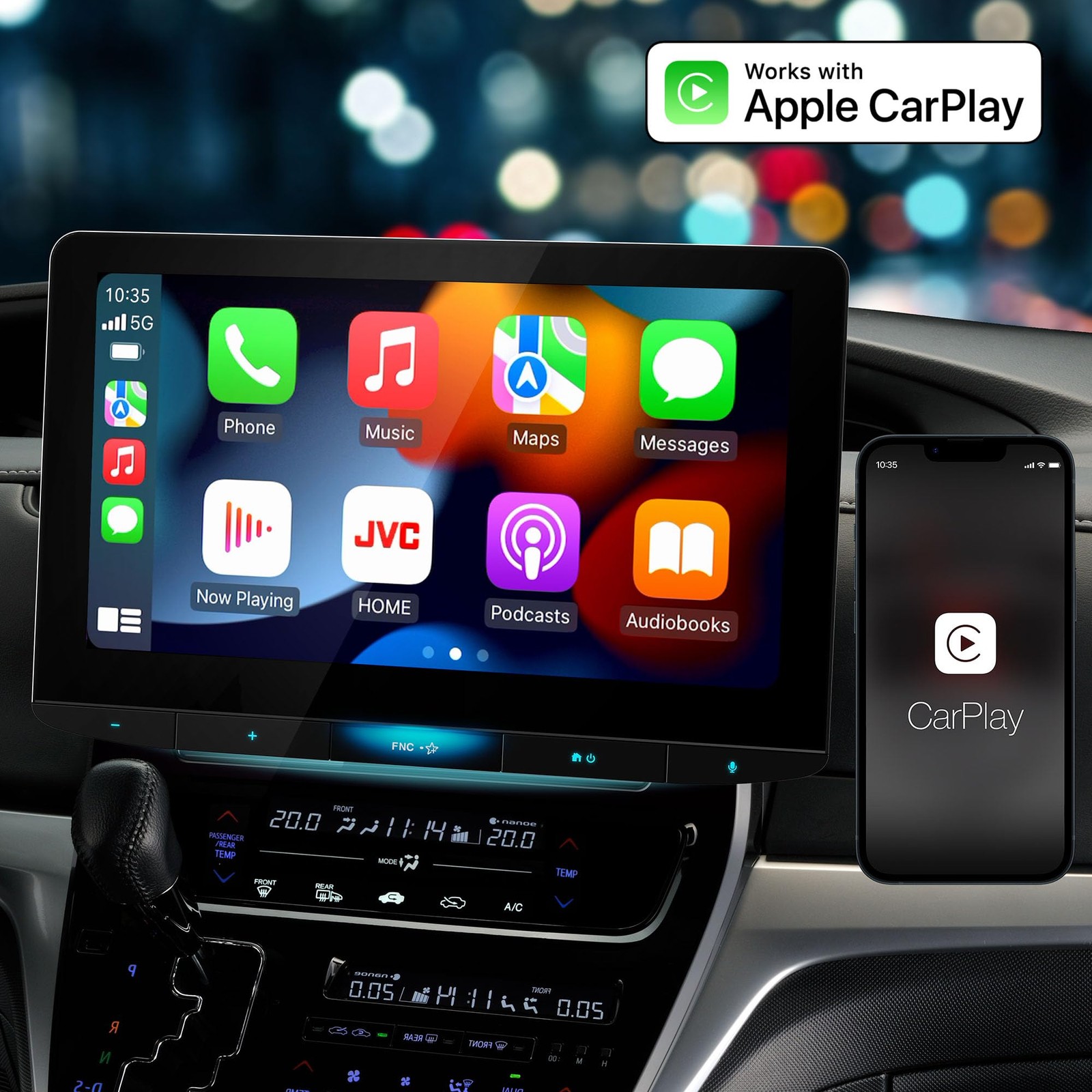 JVC KW-Z1000W 10.1″ Bluetooth Car Stereo Receiver with Apple CarPlay & Androi…