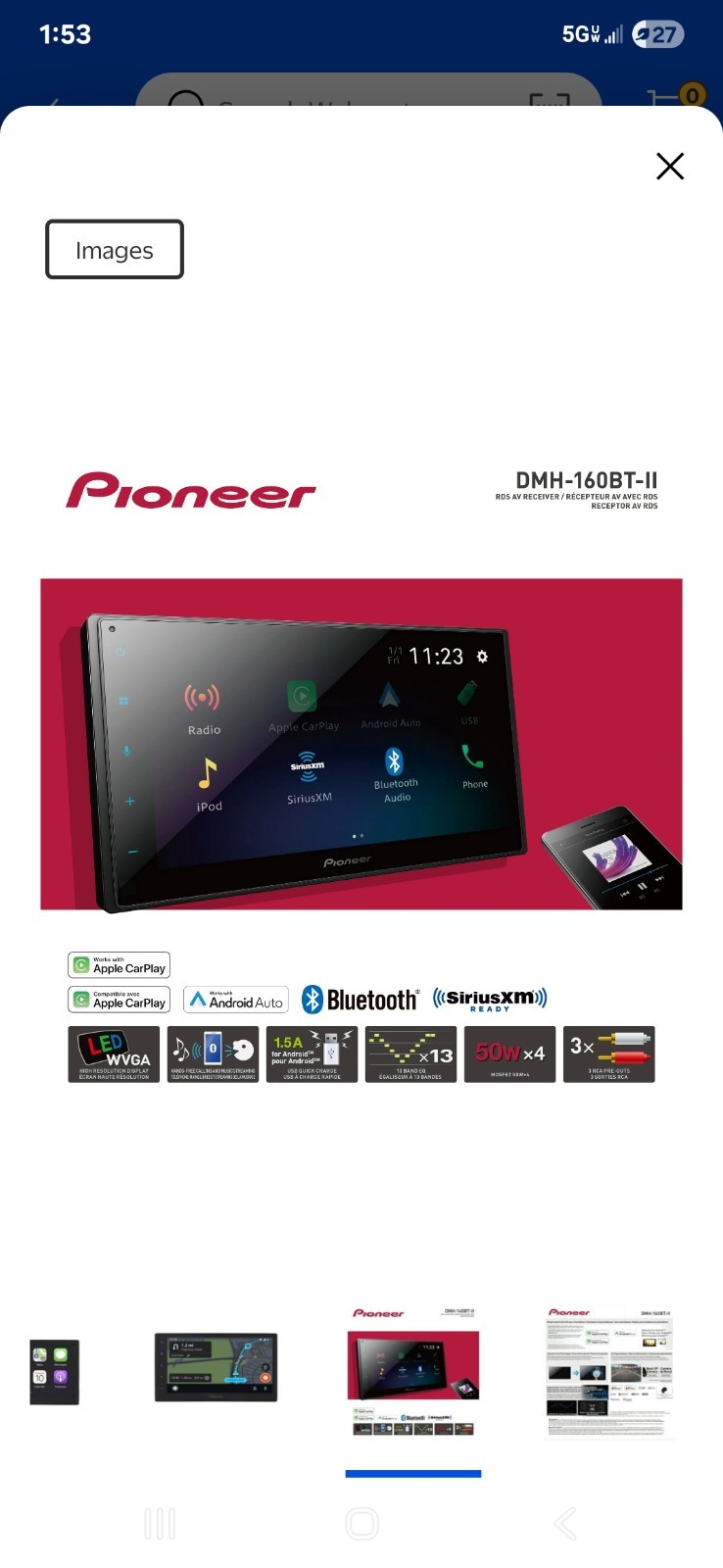 Pioneer DMH-130BT 6.8 inch Digital Media Receiver – Black