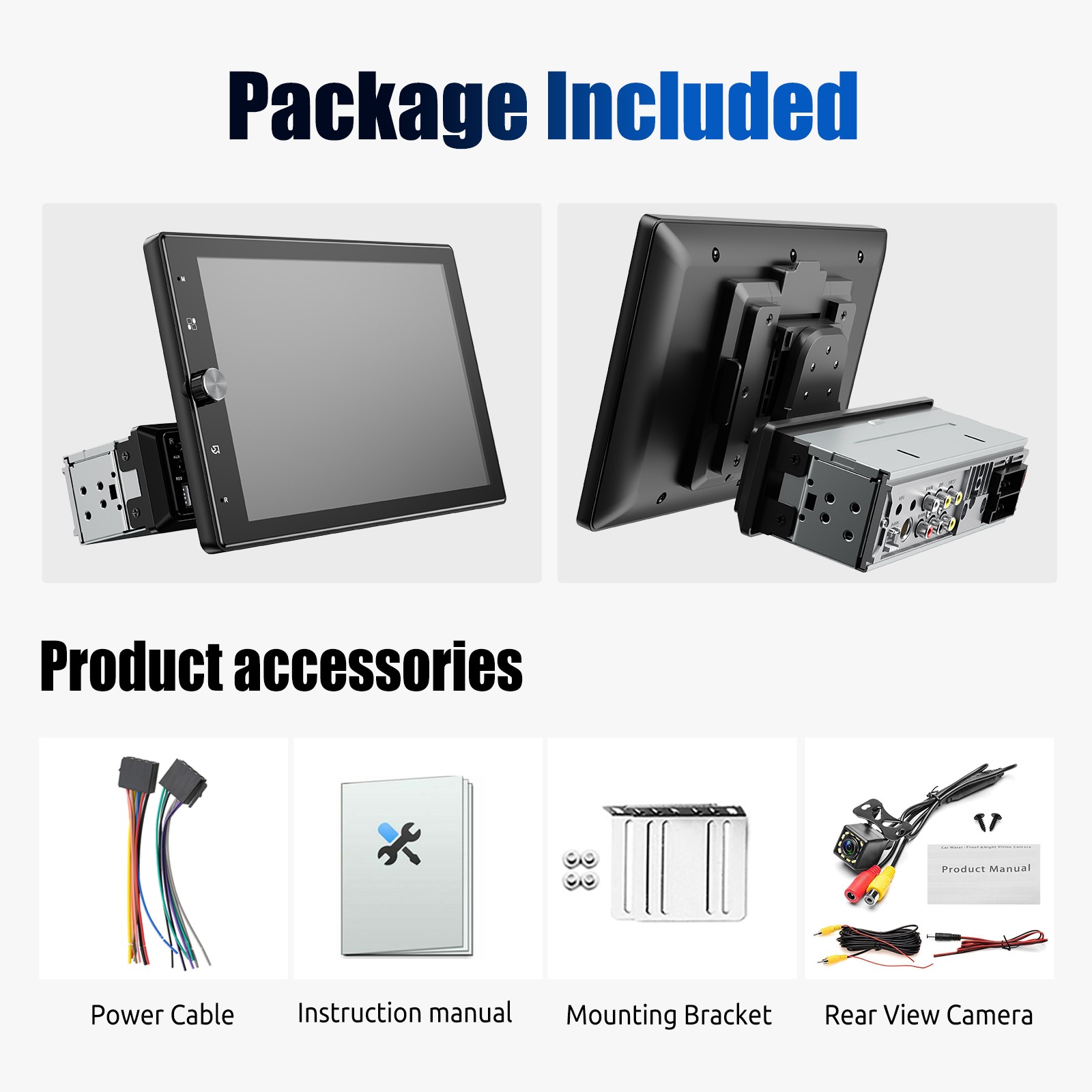 10.4″ Single Din Touch Screen Stereo Bluetooth Radio Apple/Android Carplay+CAM