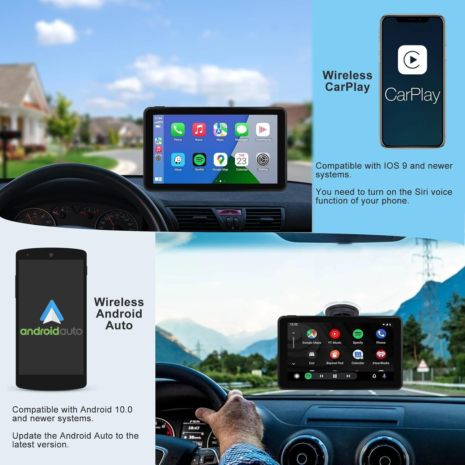7-Inch Wireless CarPlay & Android Auto Touchscreen for Enhanced Car Navigation