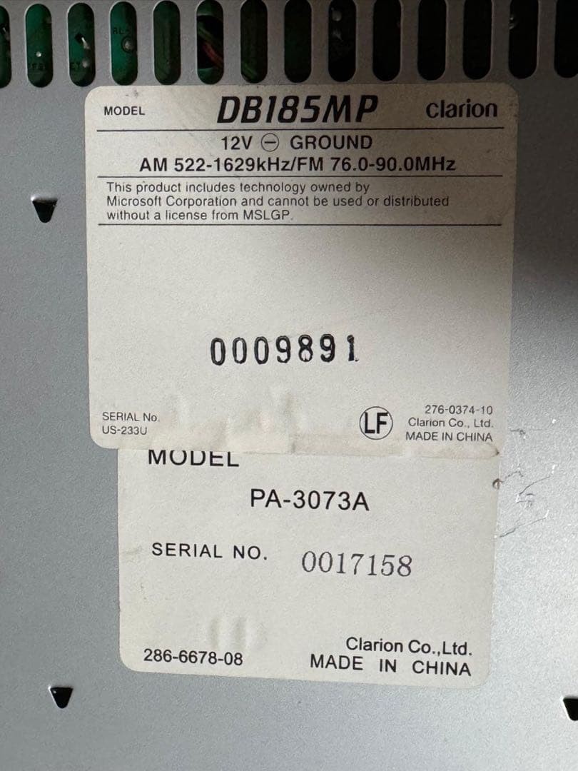 Clarion DB185MP MP3 Front AUX Input Car Stereo Unit