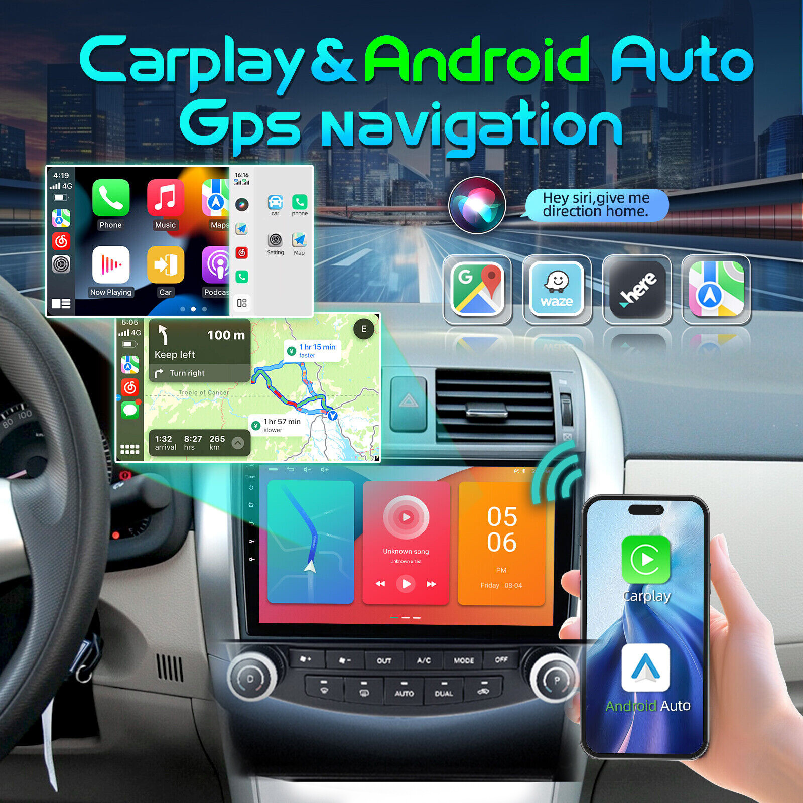 Easy Installation CarplayAndroid Car Stereo Radio For Honda Accord 7 2003-2007