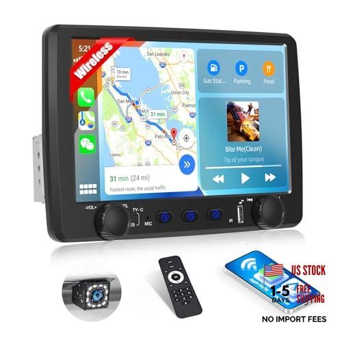 Single Din Car Stereo with Wireless Carplay&Android 9 Inch with Carplay&Button