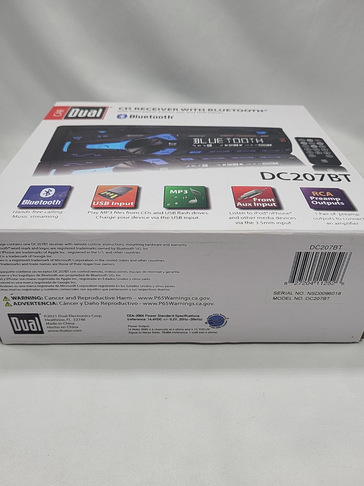 Car Dual CD Receiver W/Bluetooth – DC207BT – 2021 – W/Remote – USB – MP3 – RCA