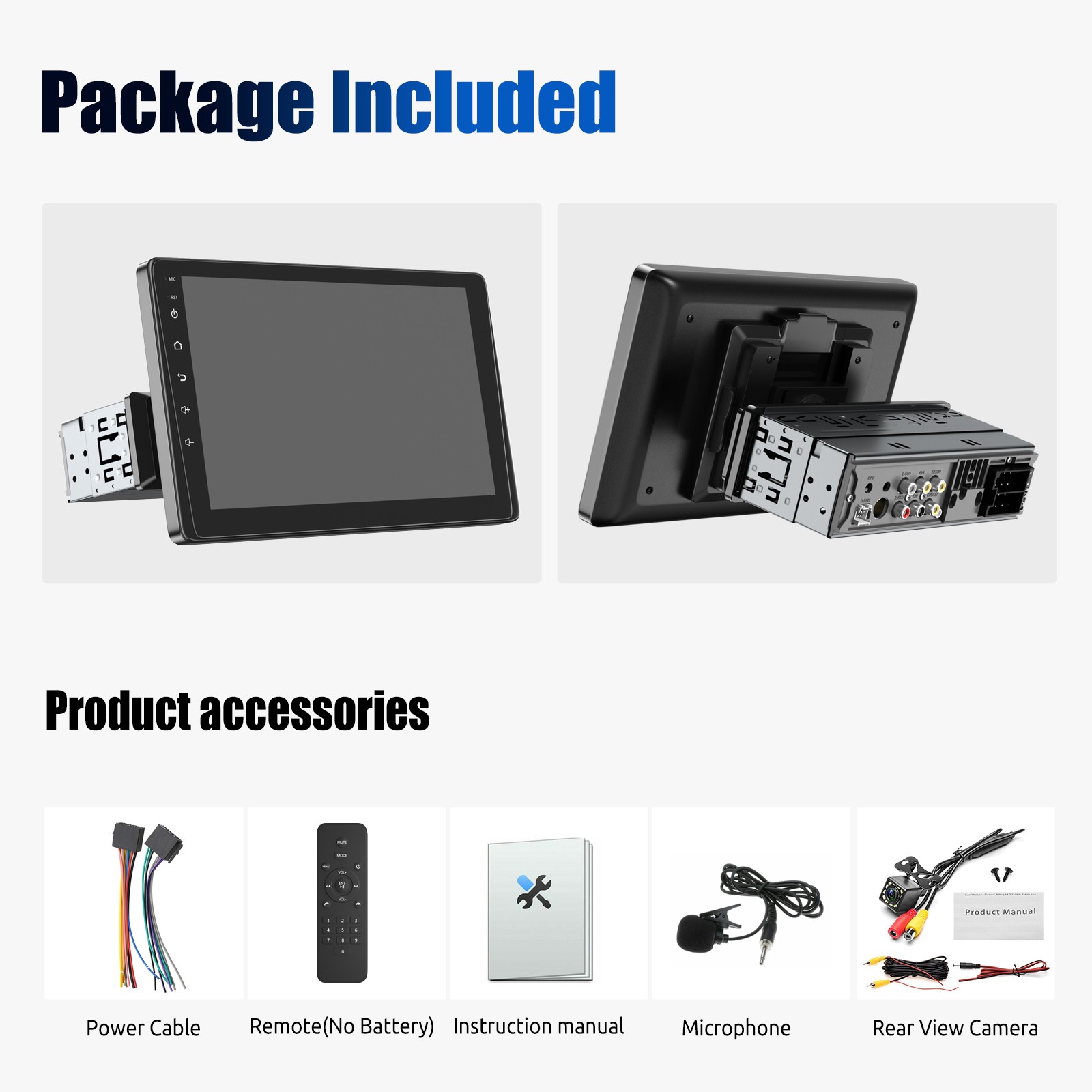 1 DIN 9″ Car Stereo Radio Apple Carplay Android Auto HD Touch Screen with Camera