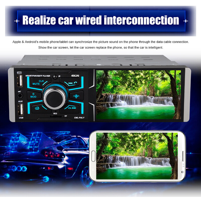4.1 inch Touch screen FM Radio Bluetooth RM USB/TF card MP5 Car Player AUX input