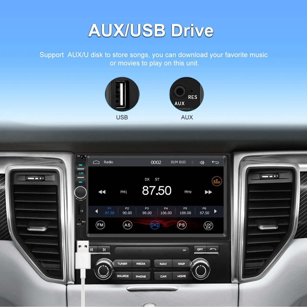 Double Din Apple Carplay Android Auto Car Stereo Radio Bluetooth 7″ Touch Screen
