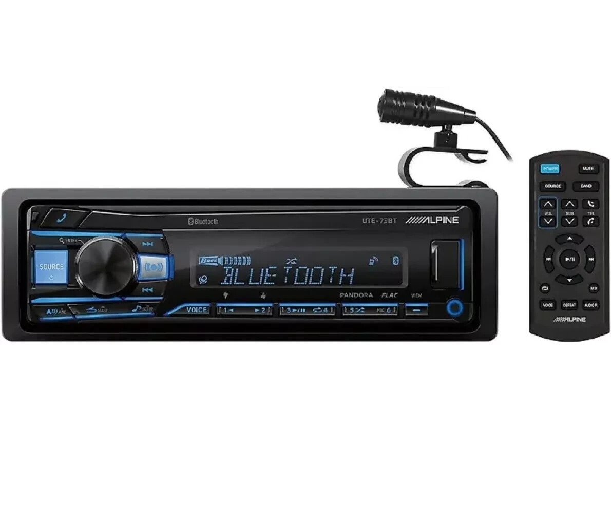 Authentic ALPINE UTE73BT + Remote Single DIN Bluetooth Car Stereo Dig (NO CD)