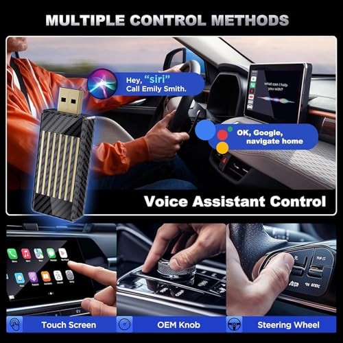 Wireless CarPlay Android Auto Adapter AI Magic Box, Built-in Play Store Grey