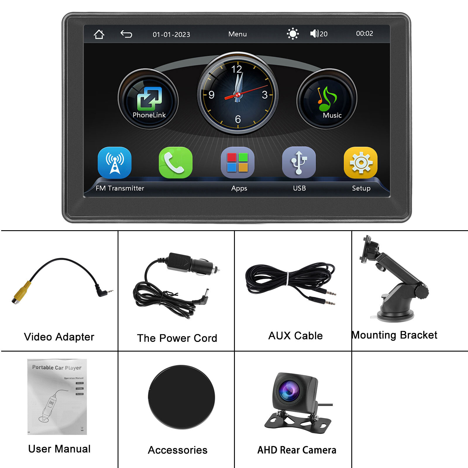 7″ portable smart player wireless car player Android Auto car stereo camera