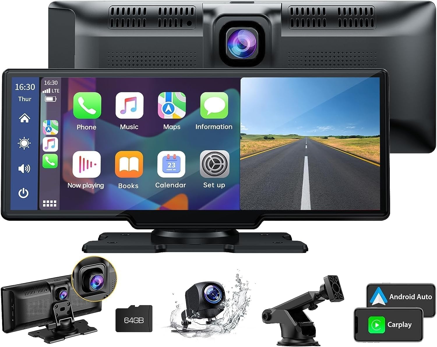 9.26″ Wireless Carplay And Android Auto With 2.5k Dash Cam 1080p Backup Camera P