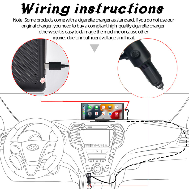 10″ Car Monitor DVR Video AHD Camera Android Auto Wireless Carplay For Apple Ios