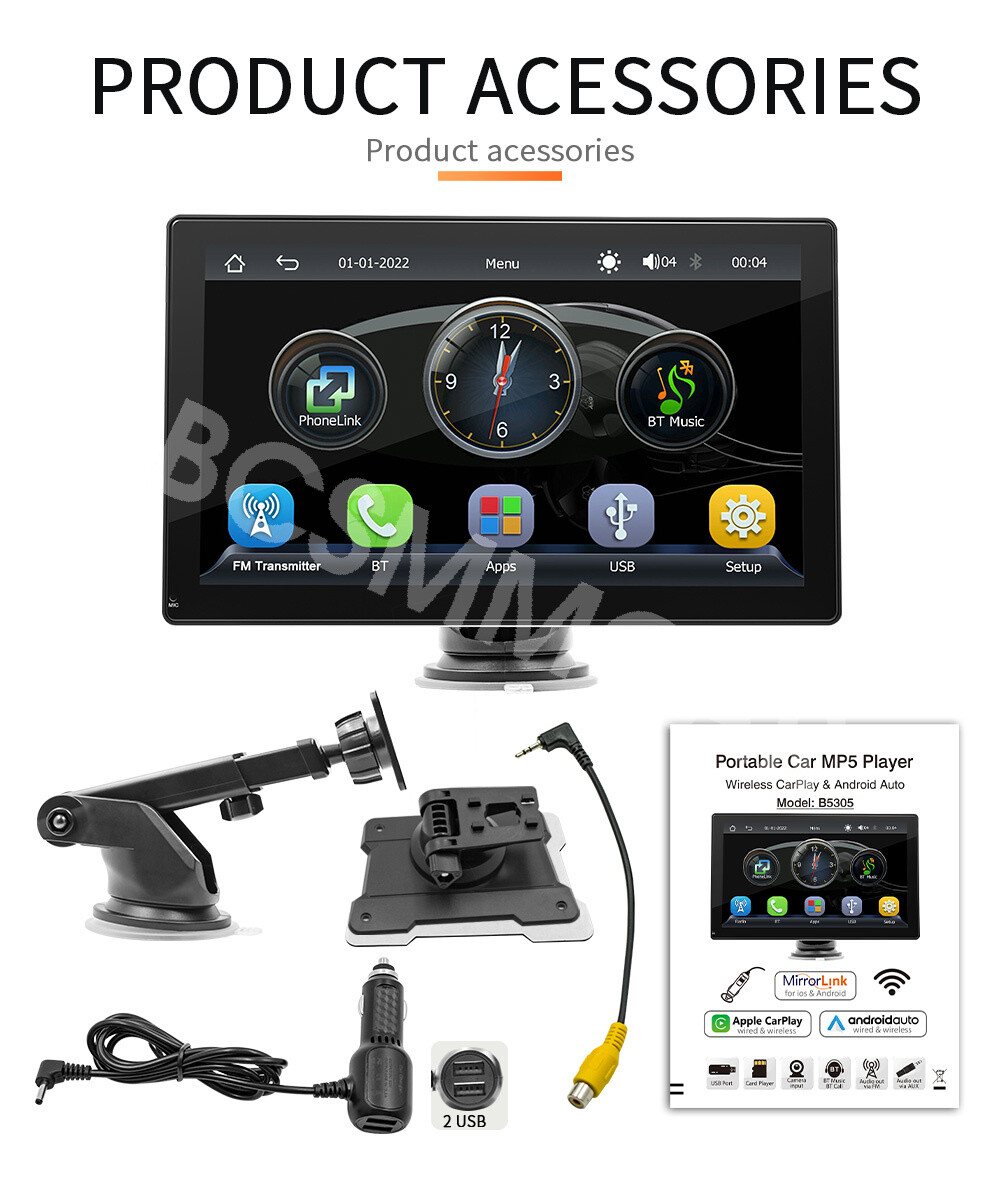 Radio Car Touch Screen Player Car Stereo For CarPlay Android Auto Adapter Camera