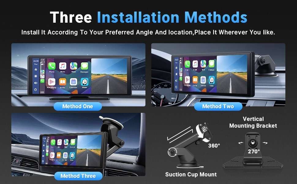Leadfan Wireless Carplay Car Stereo Radio 2.5K Dash Cam, 9.3″ IPS Touchscreen