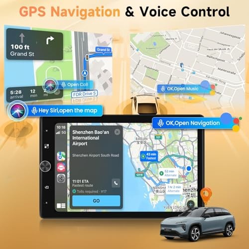 10.4″ Single Din Single Din Touchscreen Car Stereo Wireless Carplay& Android
