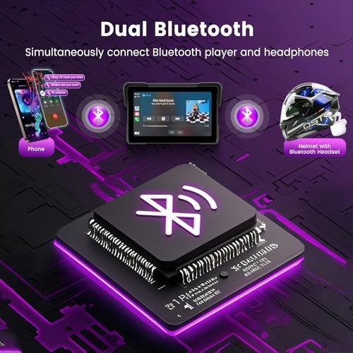 Motorcycle Carplay Screen 7 Inch with Wireless CarPlay/Android Auto,