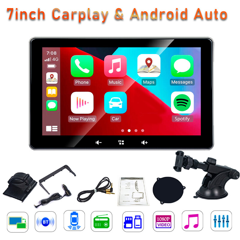 Portable 7 inch Car Radio Stereo CarPlay Android Auto IPS Touchscreen Universal