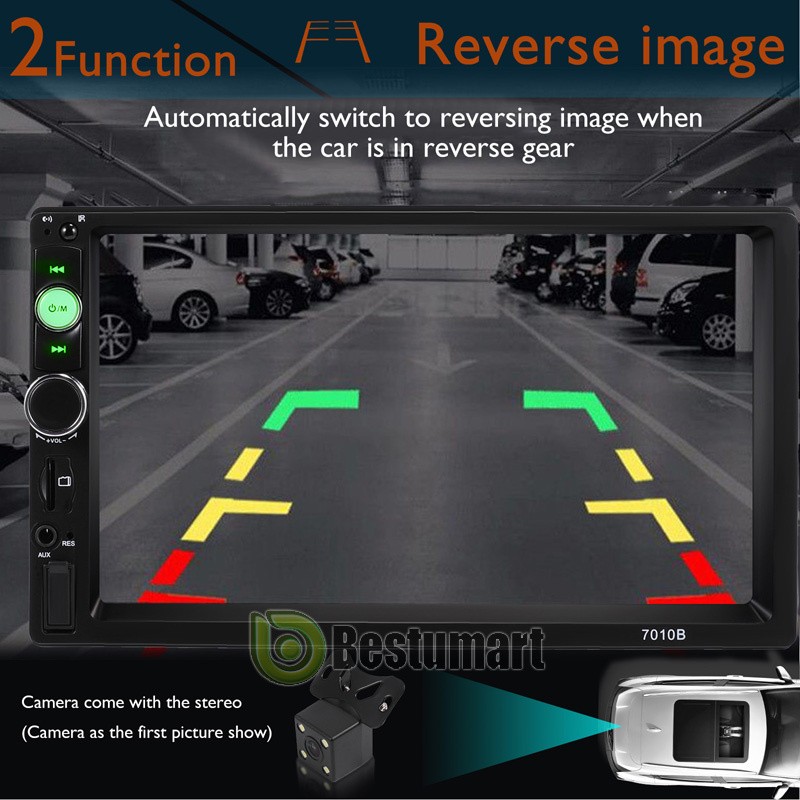 7″ Double 2 DIN Car MP5 Player Bluetooth Touch Screen Stereo Radio With Camera
