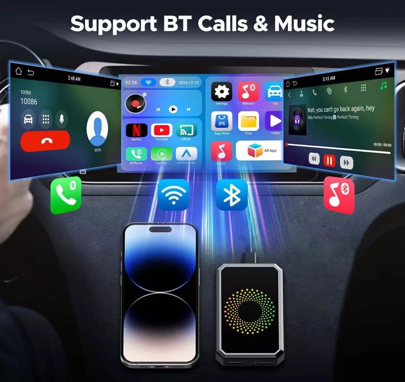 3 In 1 Android12 Wireless CarPlay AI Box Adapter/Android Auto-Multimedia Adapter