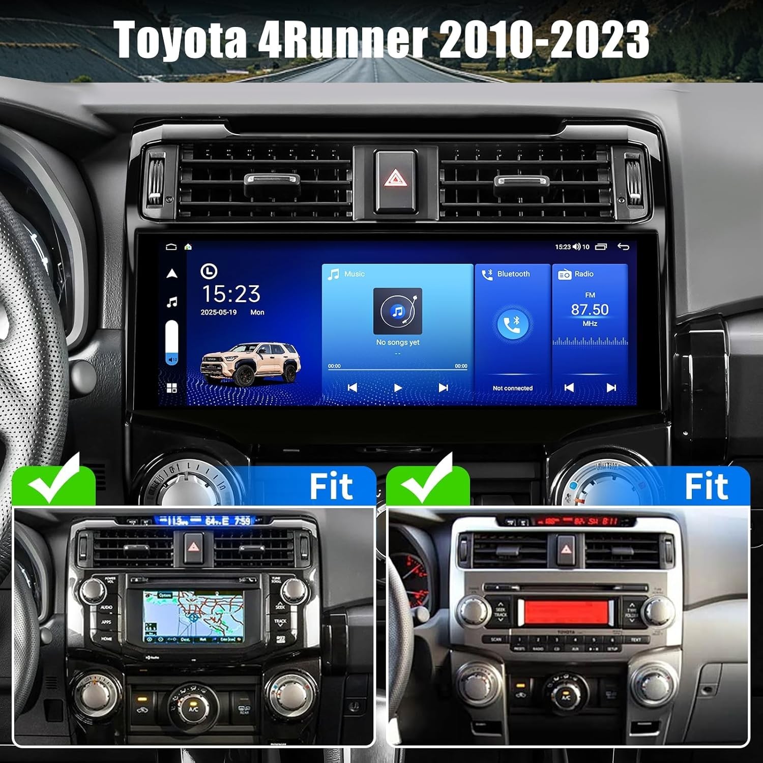 12.3inch Car Radio BT CarPlay Android Auto Unit For Toyota 4Runner 2010-2023
