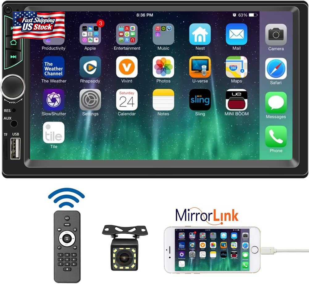 Leadfan 7Inch Car Stereo Double Din Radio Touchscreen with Backup Camera Multime