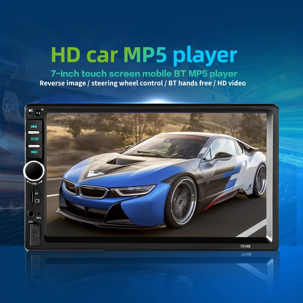 7″ Double 2 DIN Car MP5 Player Bluetooth Touch Screen Stereo Radio With Camera