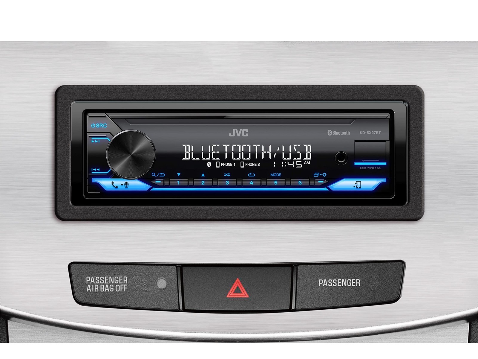 Bluetooth Car Stereo Receiver, 100W Digital Media, USB Charging, Single DIN, AM/