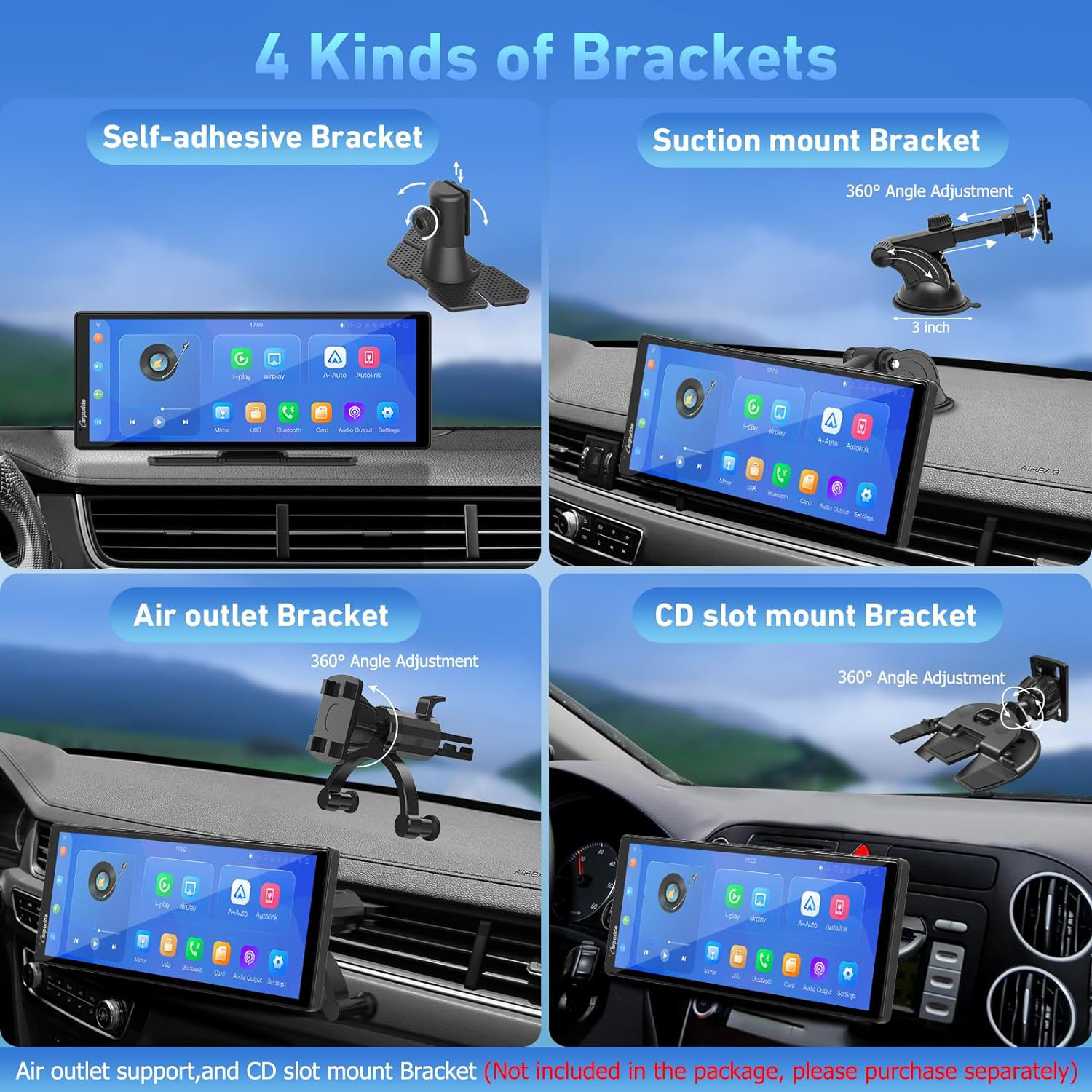 2024 CARPURIDE 9.3 Inch Carplay Screen for Car, Compatible with Wireless/Wired –
