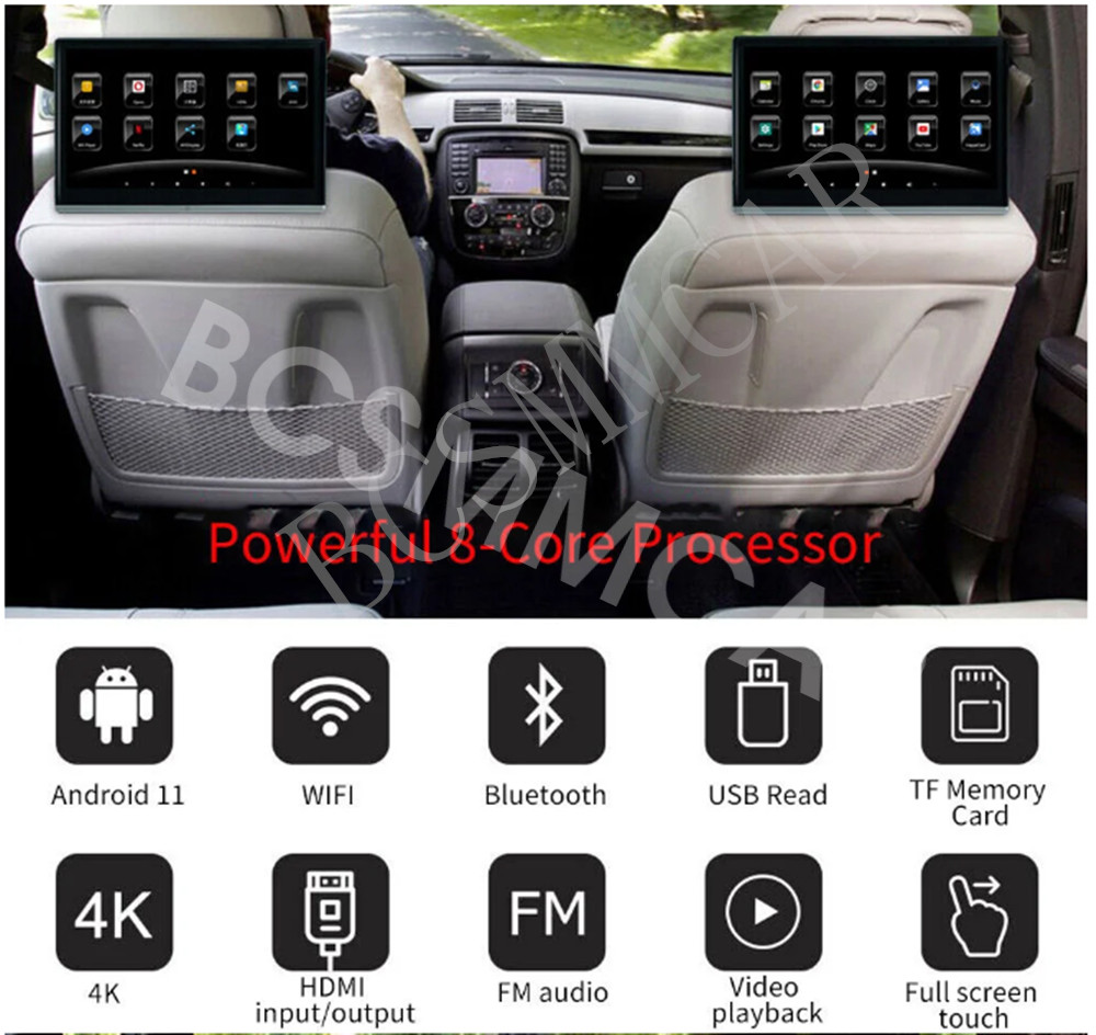 Dual HMDI Car Headrest Monitor Touch Screen Video Music Player For Car Rear Seat