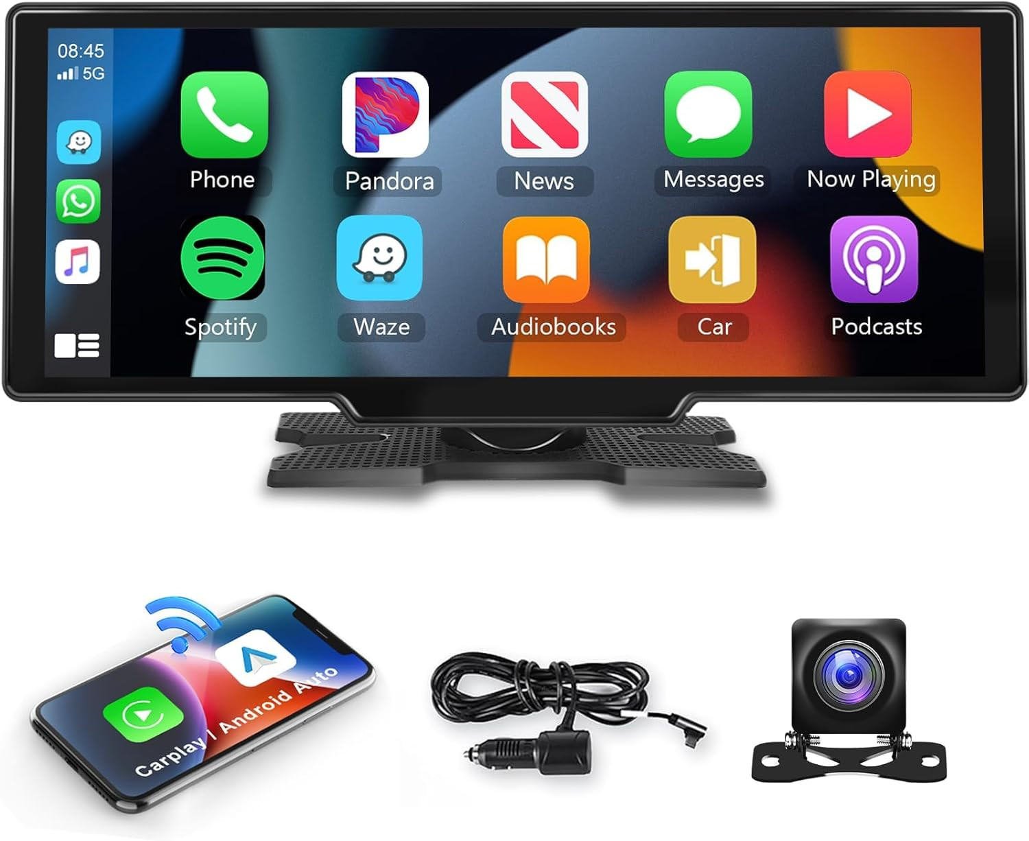 10.26″ Wireless Carplay Stereo with 1080P Backup Camera & Bluetooth Navigation