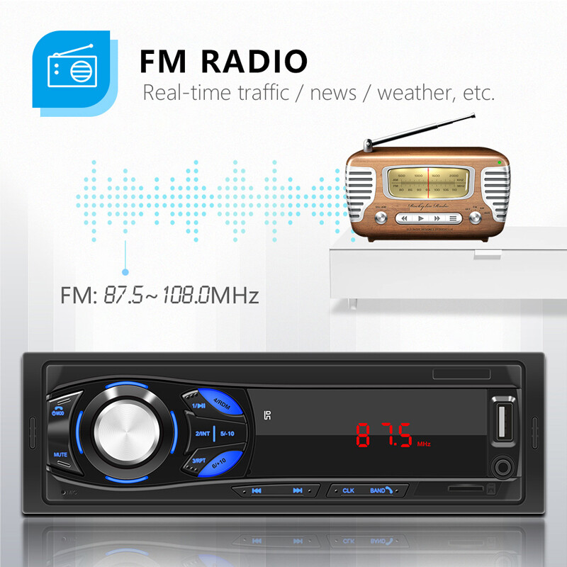 Single 1 Din Audio Digital Car Radio FM Charging USB/AUX/TF Bluetooth Player MP3