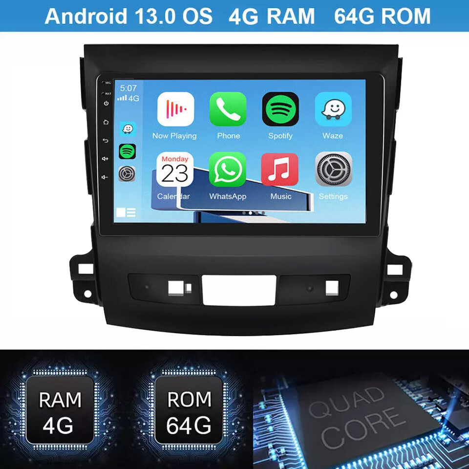 64GB Android 14 Carplay Car Radio GPS Stereo For Mitsubishi Outlander 2006-2012