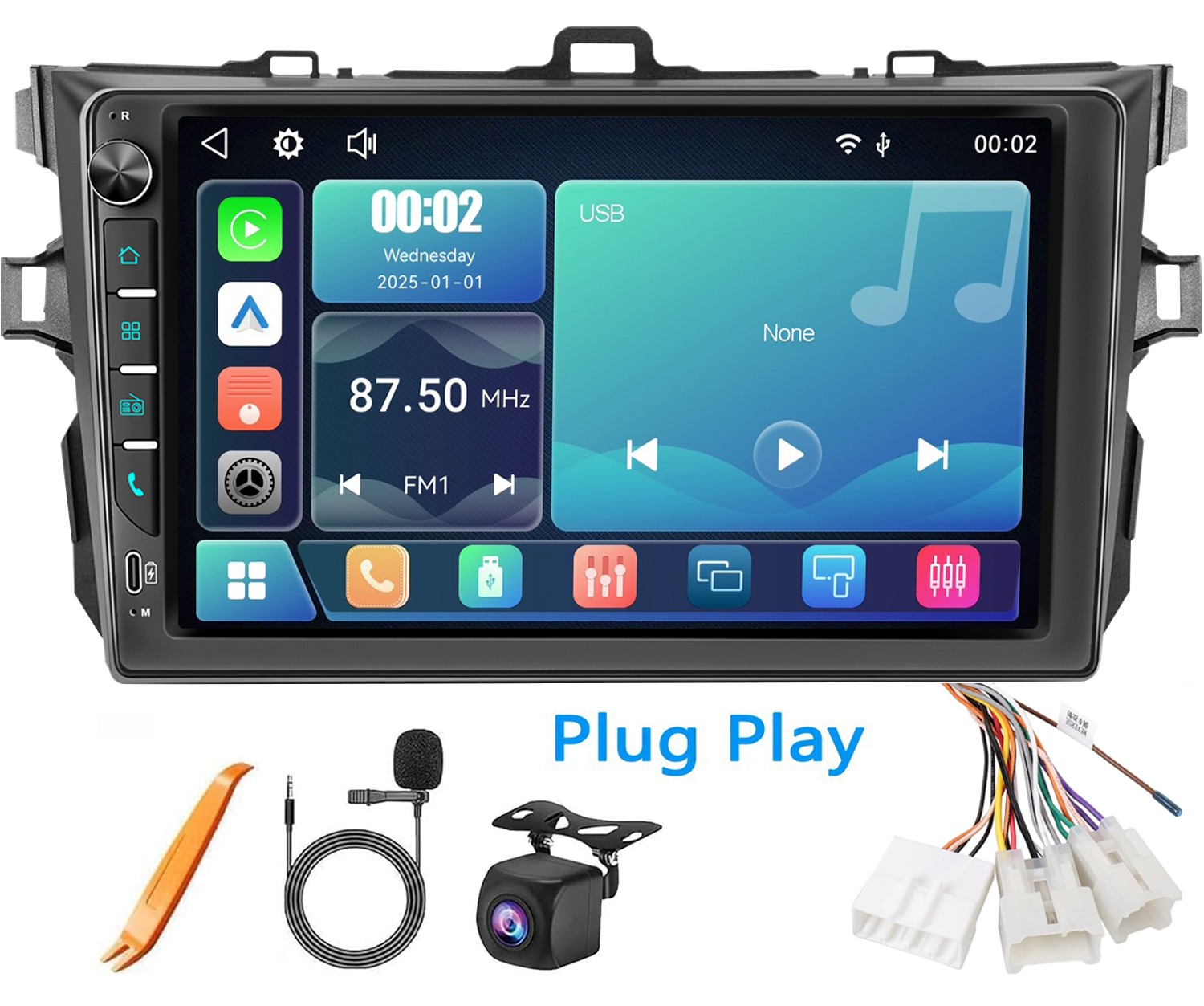 Car Stereo Radio Wireless Carplay For Toyota Corolla 2009 2010 2011 2012 2013