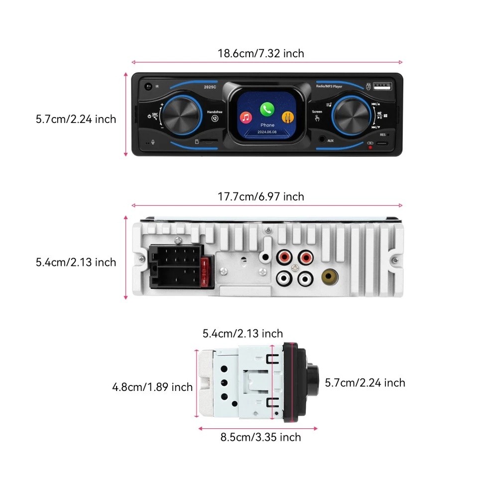 2.17 inch 1 DIN Car Stereo Radio Touch Screen Bluetooth FM MP3 Player TF USB AUX