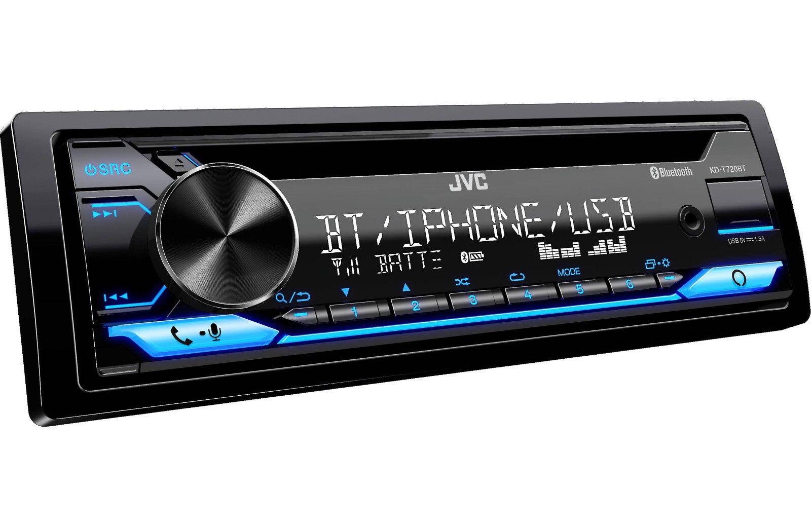 JVC KD-T720BT Bluetooth CD Player Android iPhone Alexa Pandora USB Aux MP3 AM FM